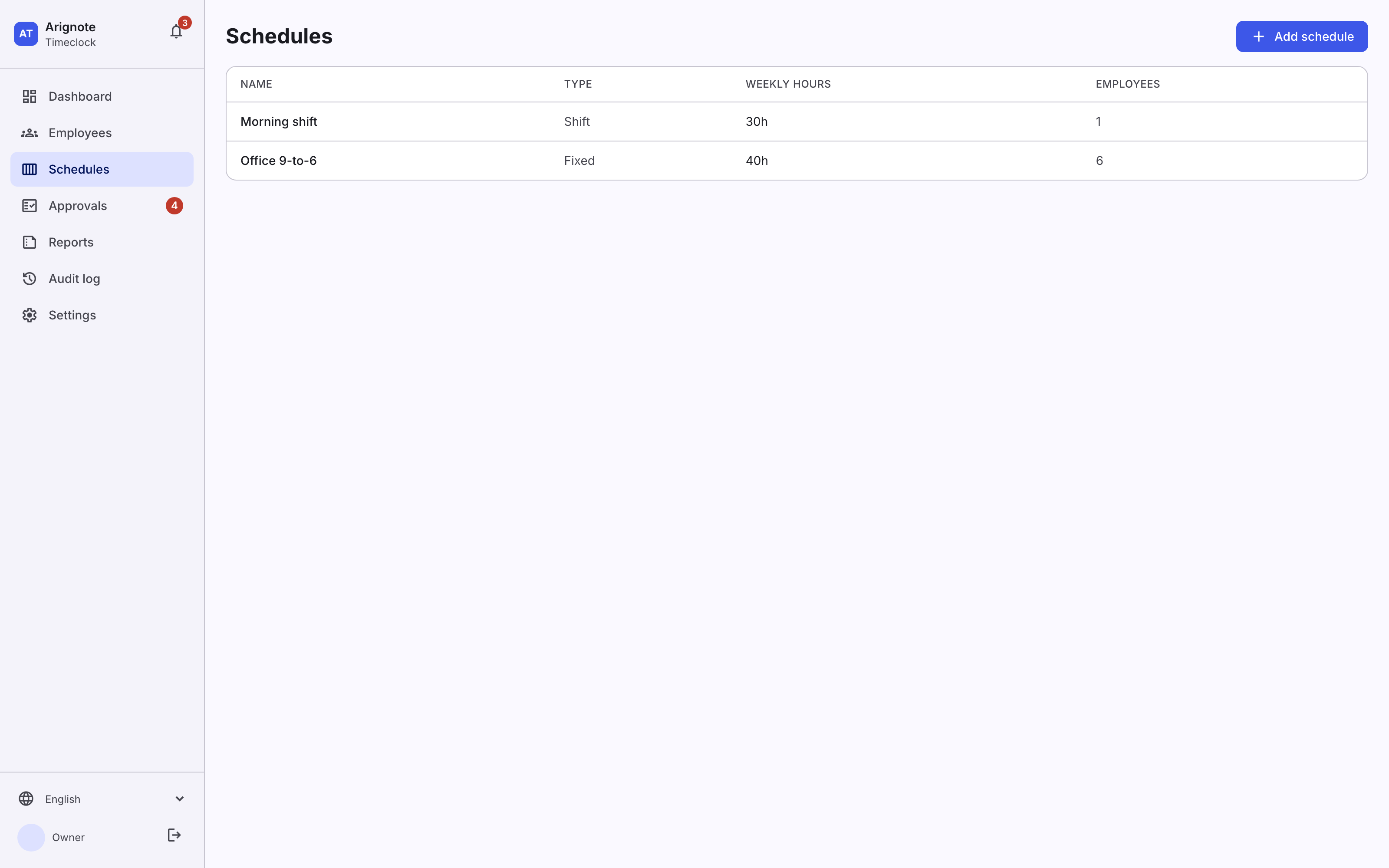 Team schedules and shift planning